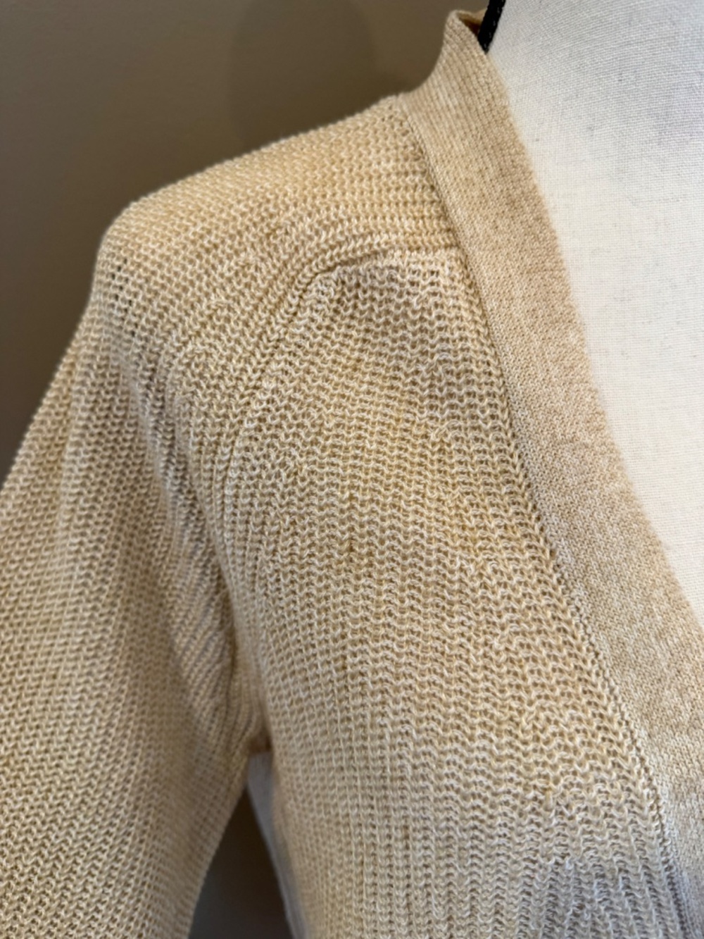 J. Crew Linen Blend Tan Knit Button Down Cardigan, Size Small - Picture 7 of 12